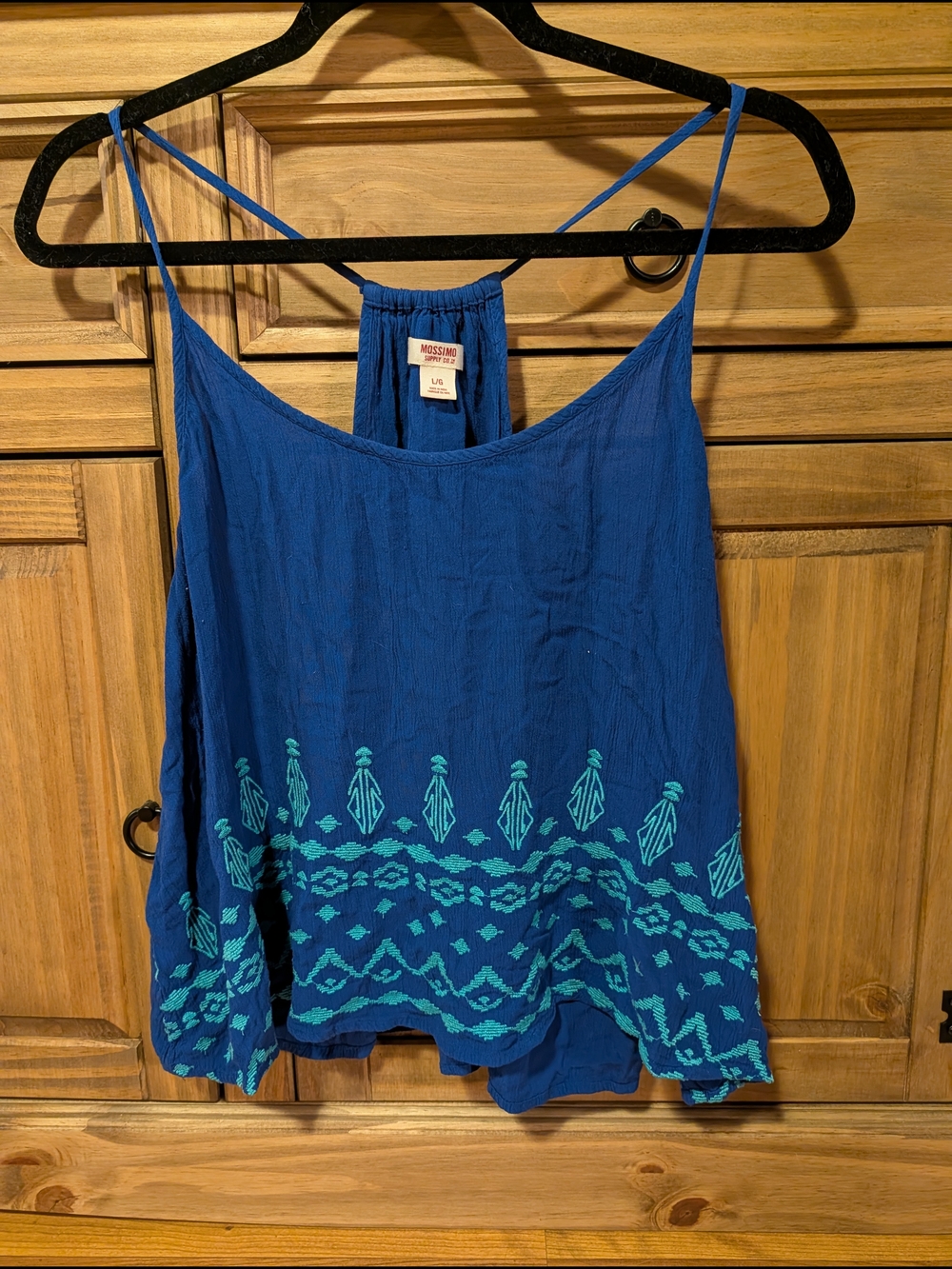Mossimo Supply Co. Blue Camisole with Teal Embroidery
